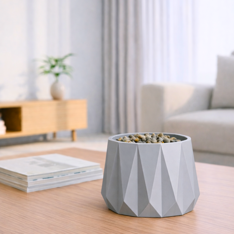 Prisma - Geometrik Dekoratif Saksı (Gri)