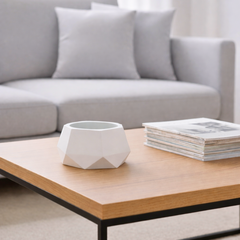 Facet – Geometrik Dekoratif Saksı (Beyaz)