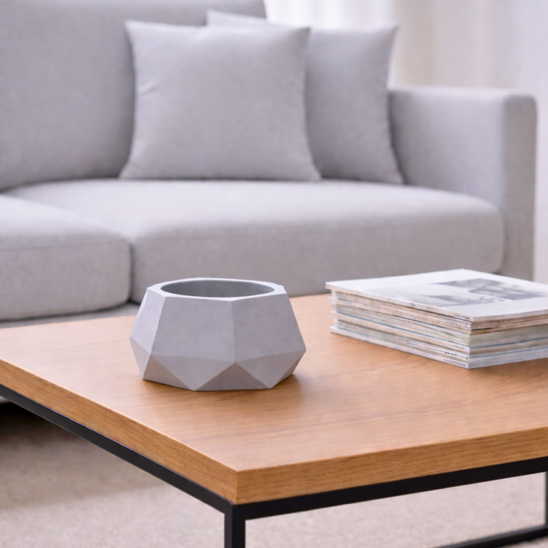 Facet – Geometrik Dekoratif Saksı (Gri)