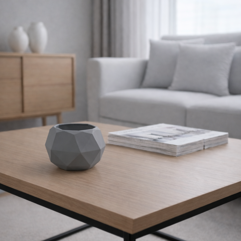 Nivo – Çokgen Minimal Dekoratif Saksı (Gri)